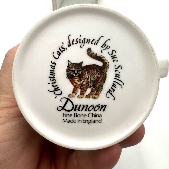 Christmas Cats Siamese Tabby Sue Scullard Mug Dunoon made in England - Picture 5 of 10